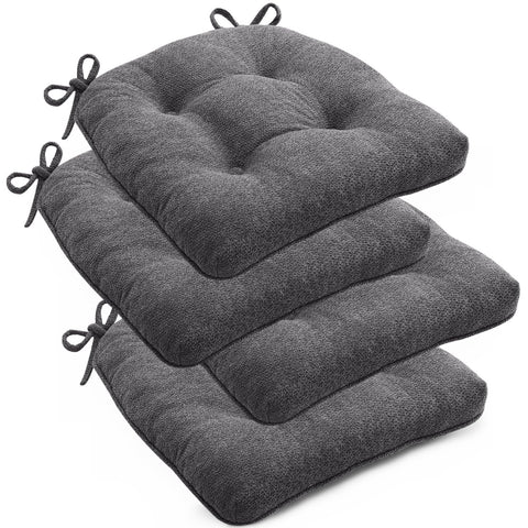 Conjunto anfutek de 4 cojines para sillas de comedor en gris oscuro.