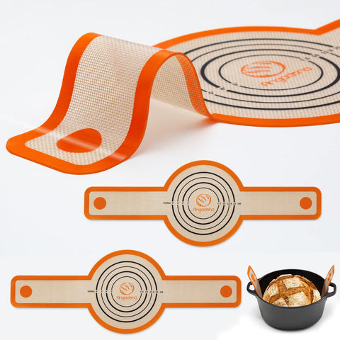 Angadona pala de silicona para horno holandés con asa larga para transferencia segura de masa.
