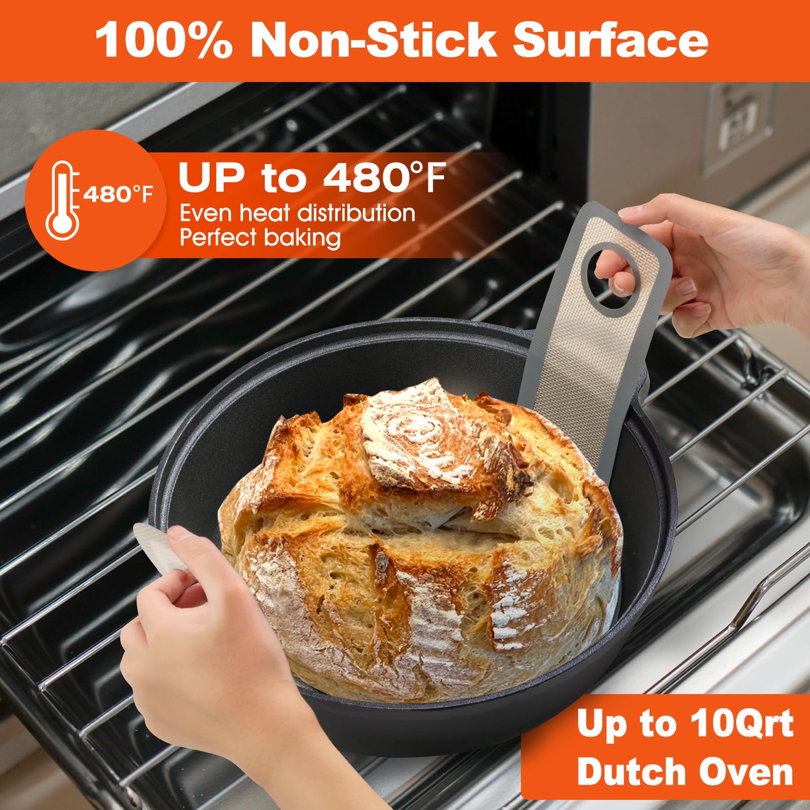 Angadona silicona para pan en horno holandés, facilita limpieza y reutilización