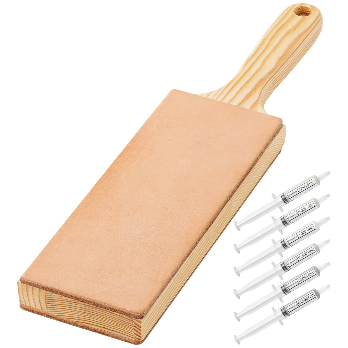 Angerstone estropo de cuero doble cara para afilar cuchillos, filo suave y refinado.