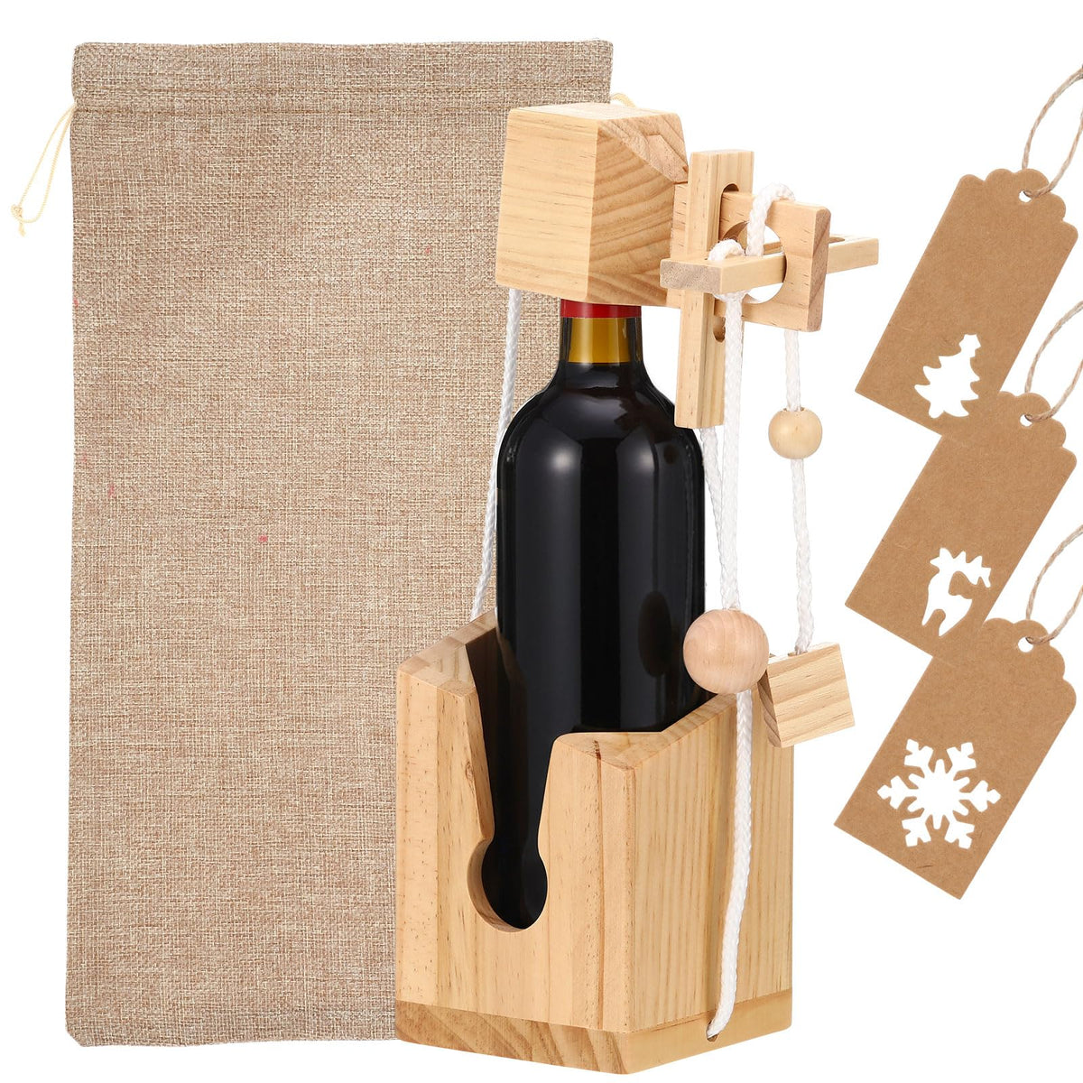 Anglechic rompecabezas para botella en madera: almacenamiento práctico y diversión