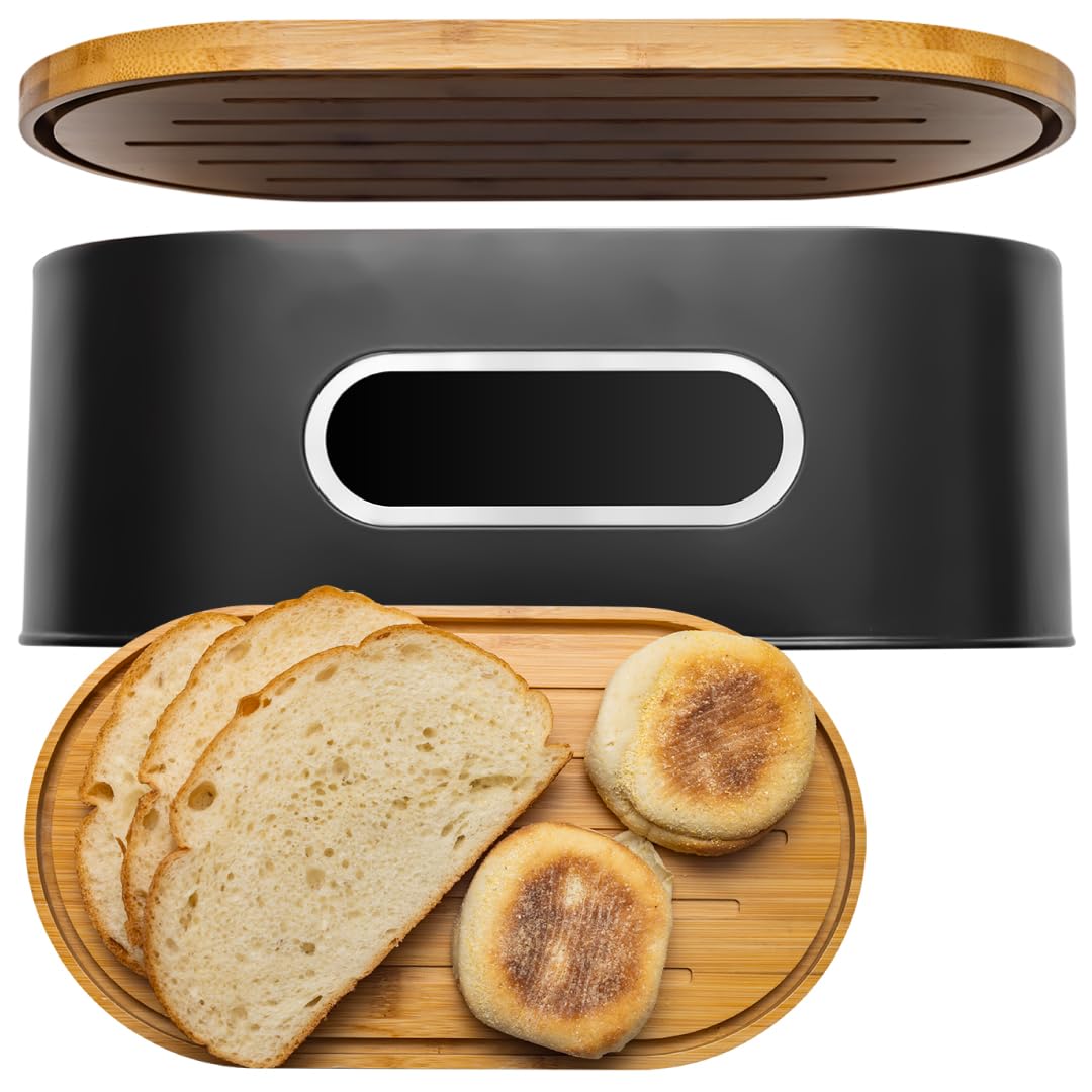 ANGORA BRANDS Panera de madera, diseño moderno para encimera y almacenamiento elegante.