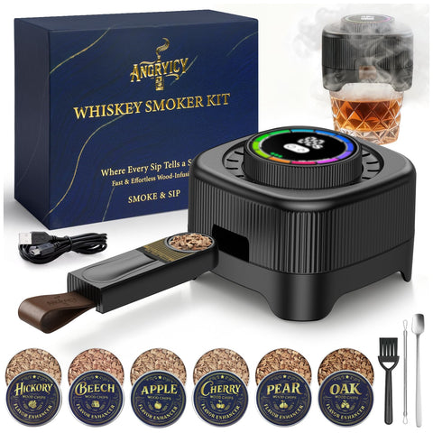 Ahumador Angryicy whisky eléctrico en caja regalo, perfecto para un regalo sofisticado.