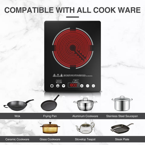 ANHANE cocción infrarroja compatible con varios utensilios de cocina.
