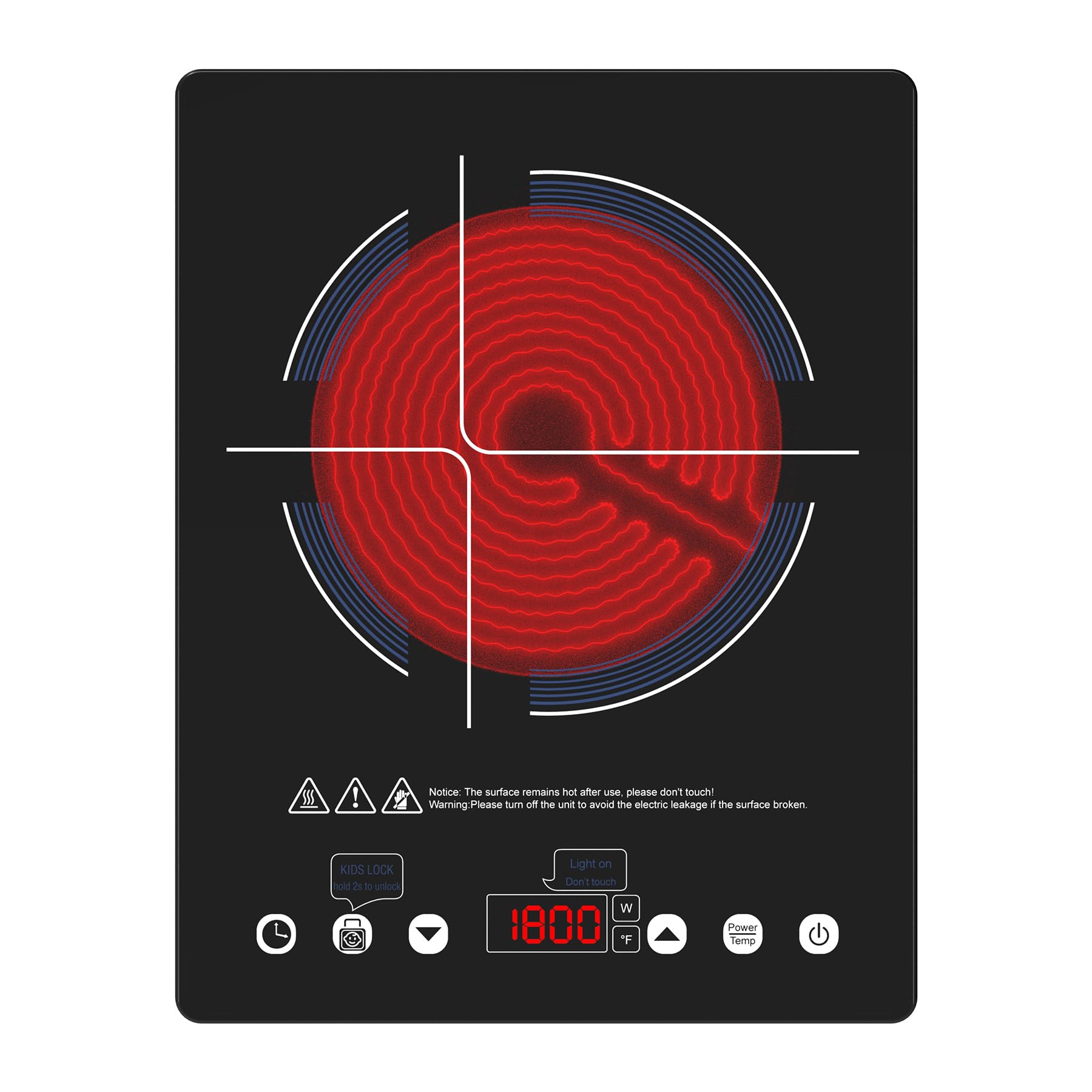 ANHANE, cocinador eléctrico con placa de cristal negro para cocinar con mayor control.