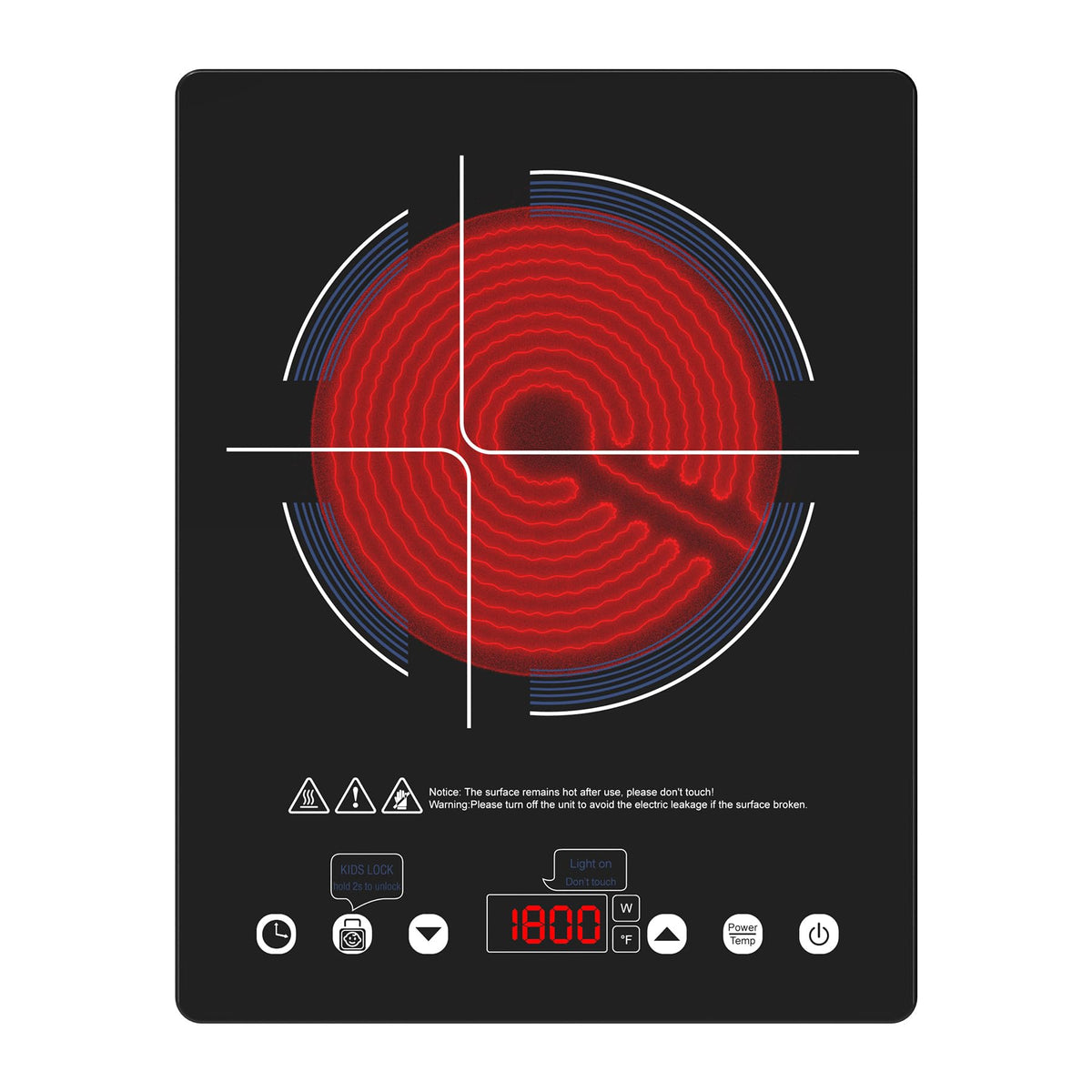 ANHANE, cocinador eléctrico con placa de cristal negro para cocinar con mayor control.