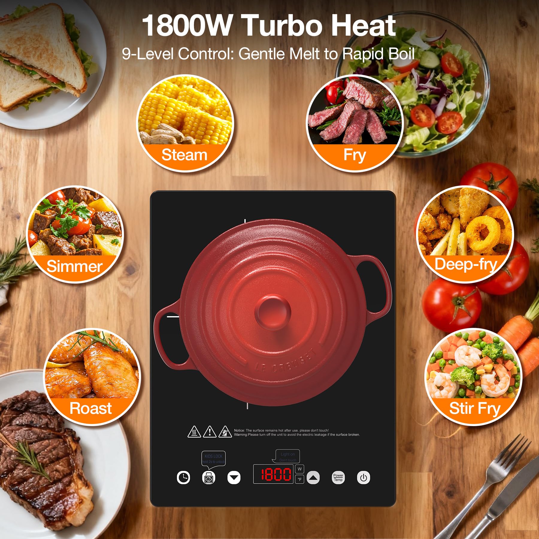 ANHANE, control táctil digital para ajustar temperatura y tiempo con precisión.