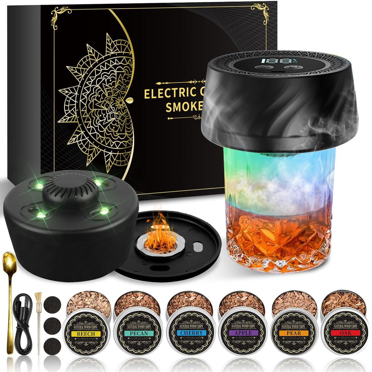 ANITEHI ahumador eléctrico para whisky, encendido, intensifica aromas en cócteles.