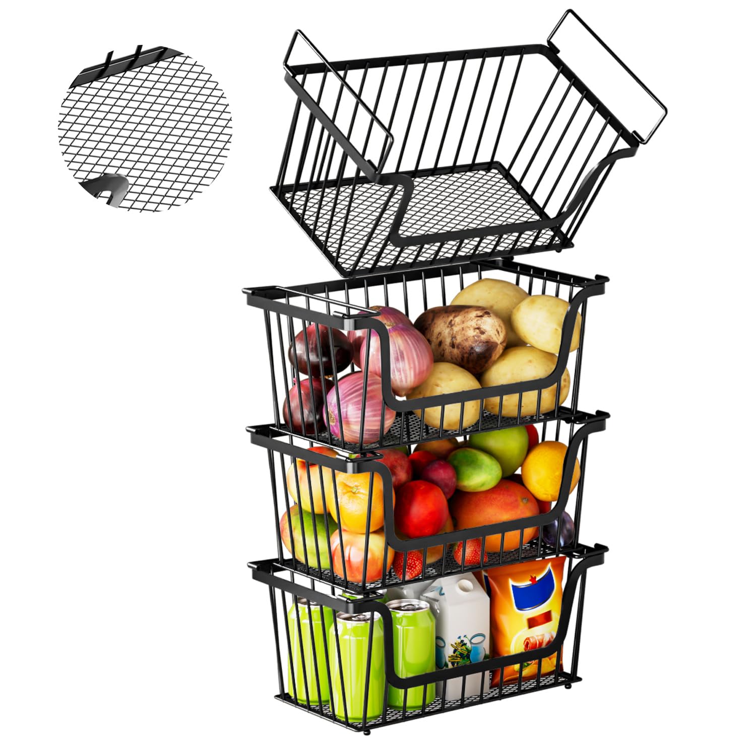 ANJUBAN bandejas de estantería 4 unidades para optimizar espacio en la cocina.