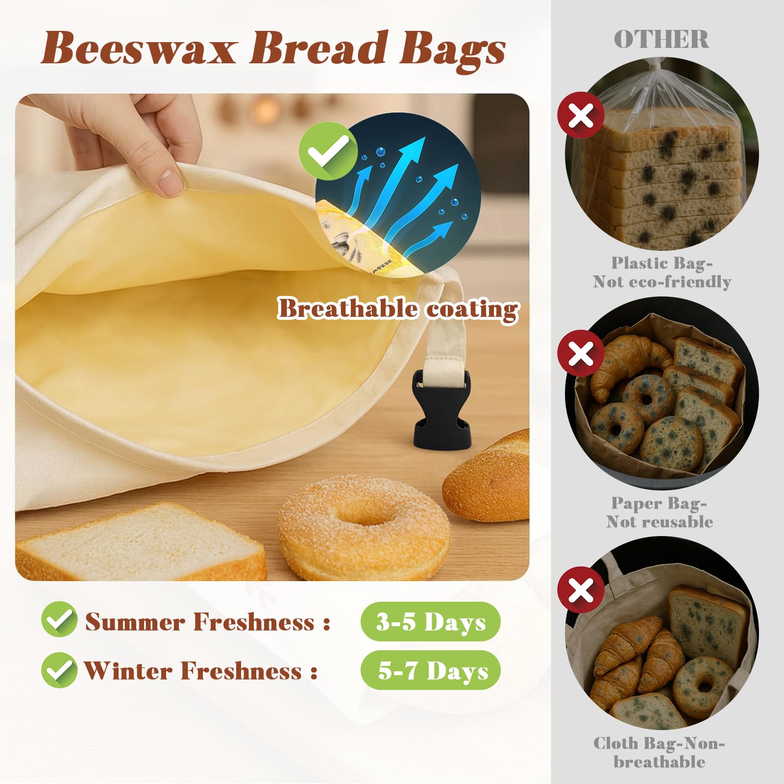ANKEWY bolsas de cera, tamaño artesanal para hogazas grandes