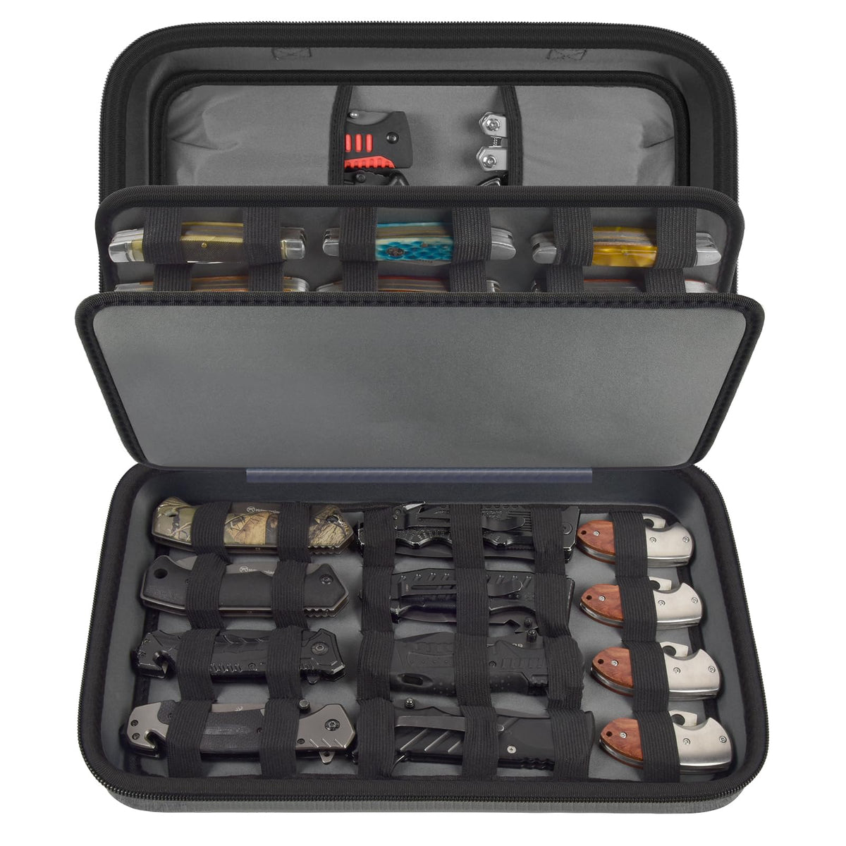ANKHOH caja exhibicion cuchillos—frontal, aspecto robusto y gran capacidad