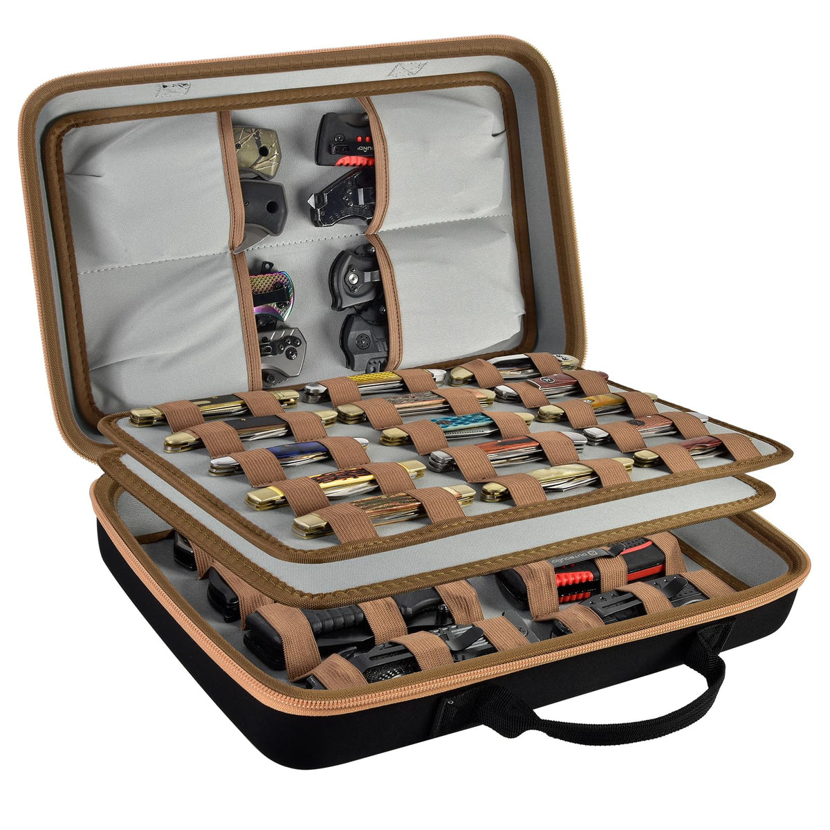 Estuche ANKHOH para cuchillos, vista exterior, almacenamiento seguro.