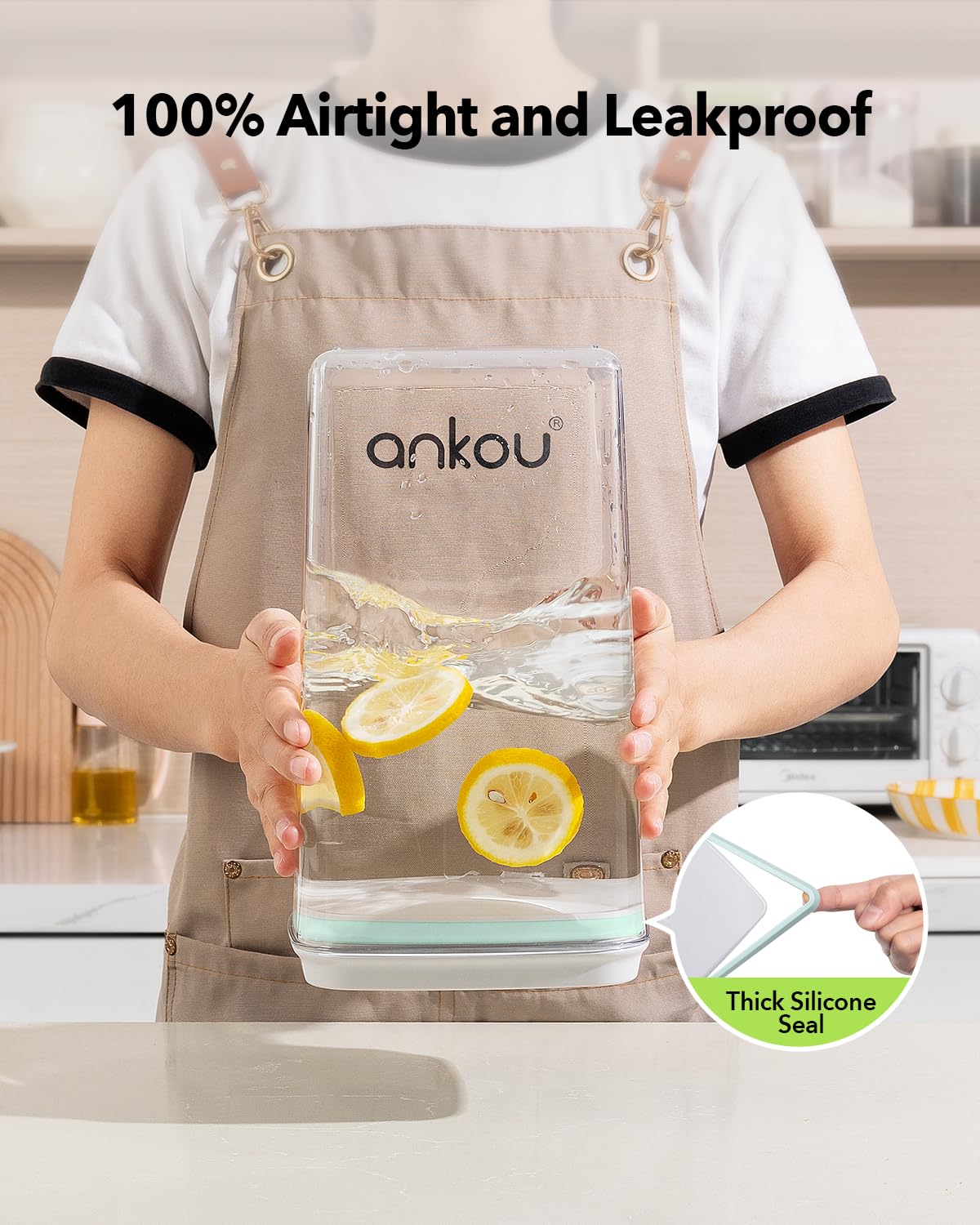Ankou Contenedor con diseño apilable para organizar la despensa y ahorrar espacio.