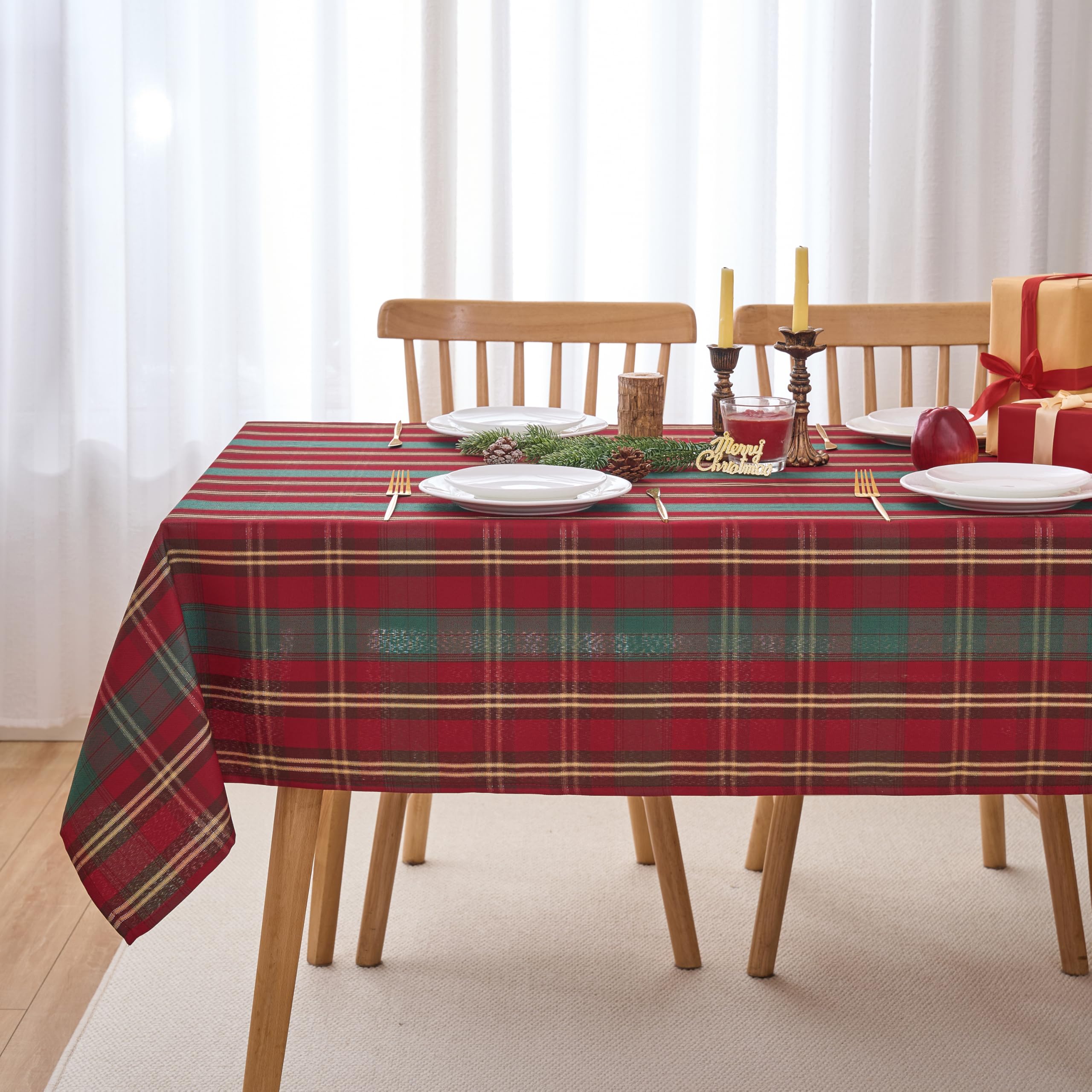 Mantel Anlass Navidad para mesa rectangular, diseño clásico que eleva la ambientación.
