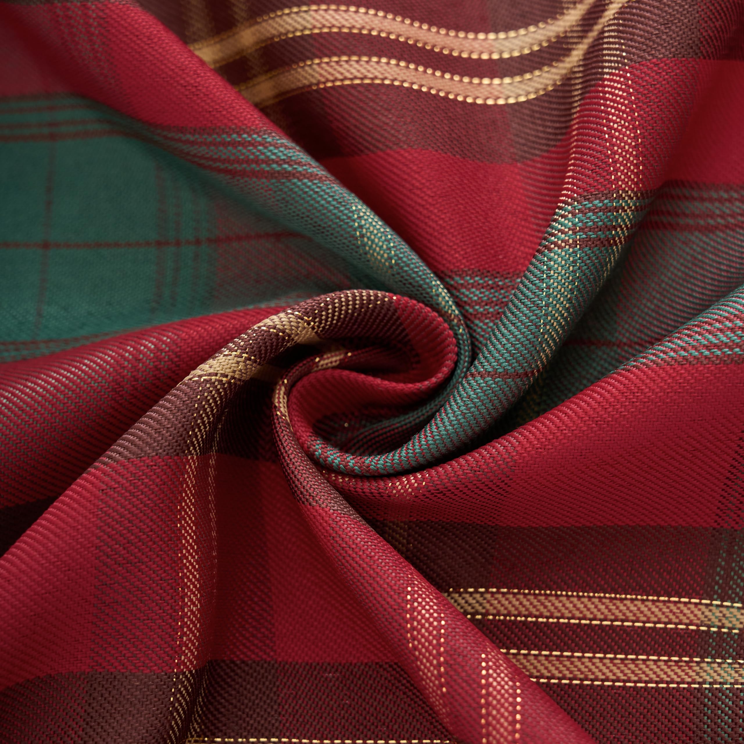 Mantel Anlass Navidad diseño plaid rojo-verde, aporta calidez y lujo discreto.
