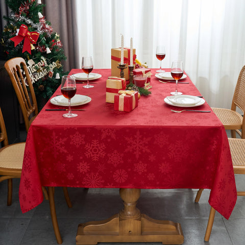 Mantel Anlass Navidad jacquard detalle borde plegado para acabado pulcro.