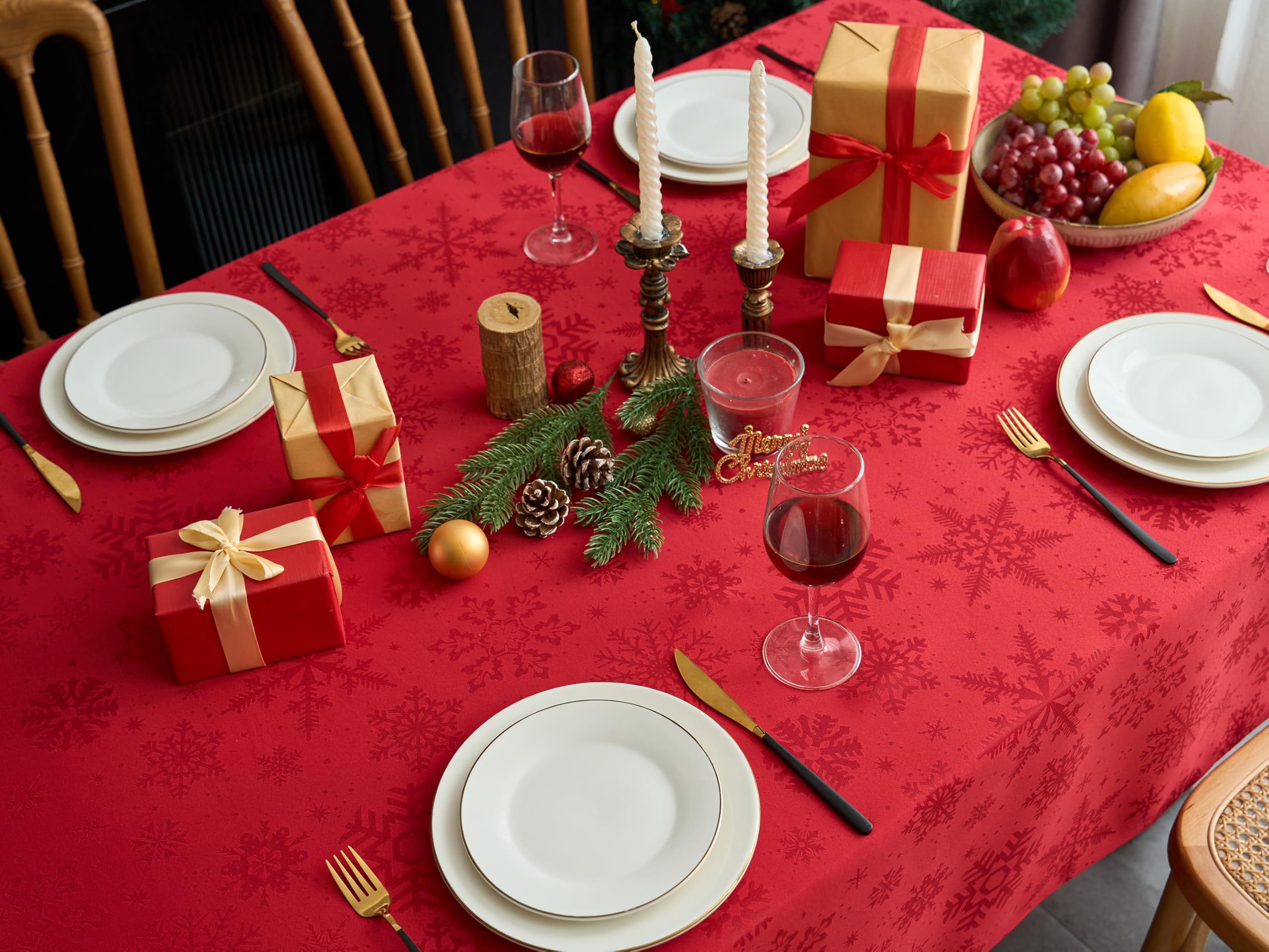 Superficie impermeable del mantel Anlass para evitar manchas durante la cena.