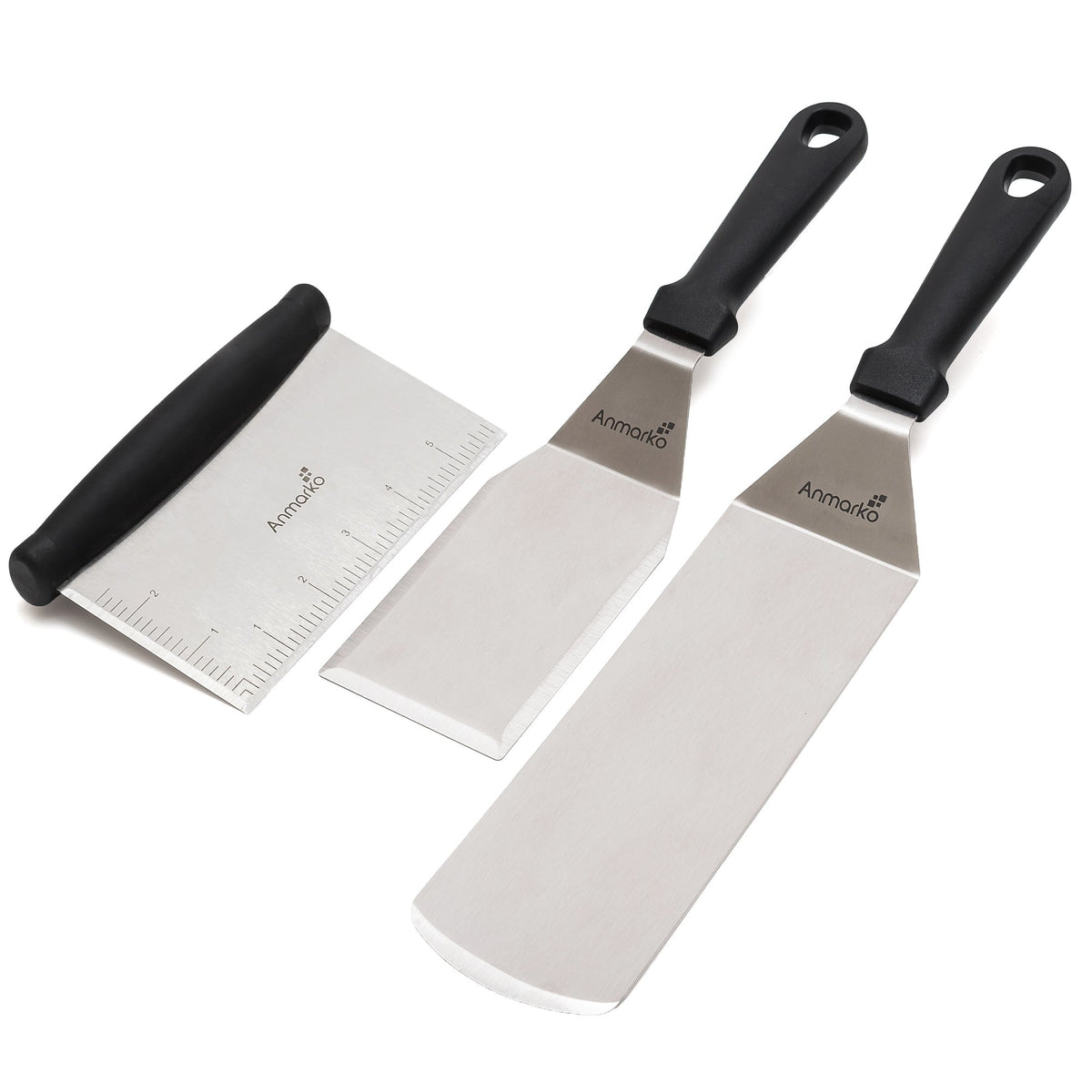 Pala metálica inoxidable de Anmarko, juego de 3 para plancha, duradera.
