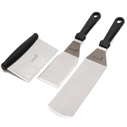 Pala metálica inoxidable de Anmarko, juego de 3 para plancha, duradera.