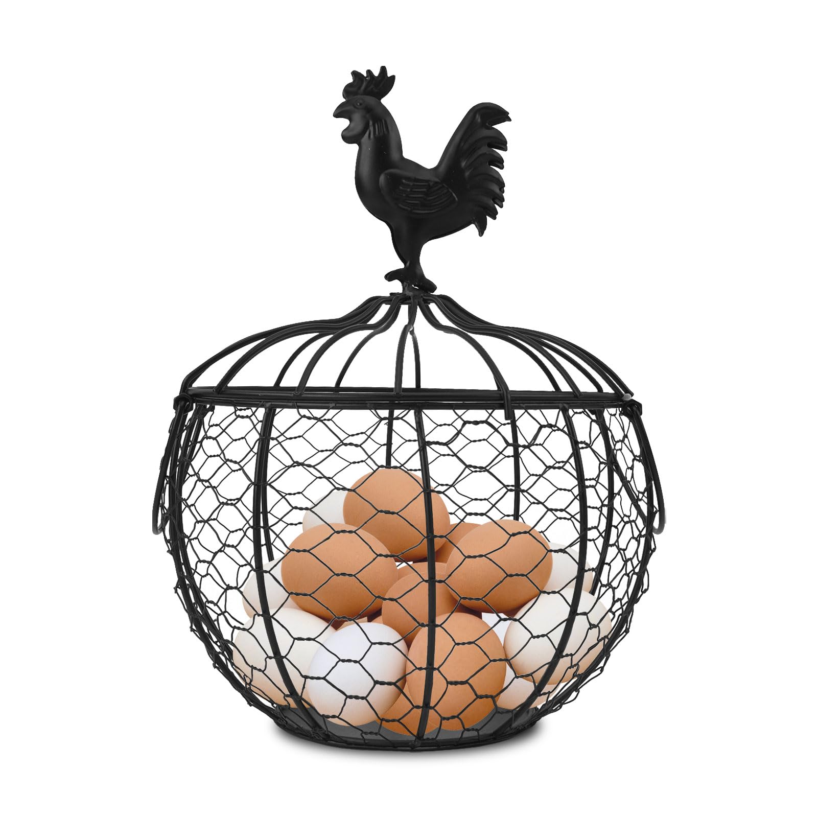 anmylee canasta de huevos de alambre con asa para recoger y transportar huevos frescos