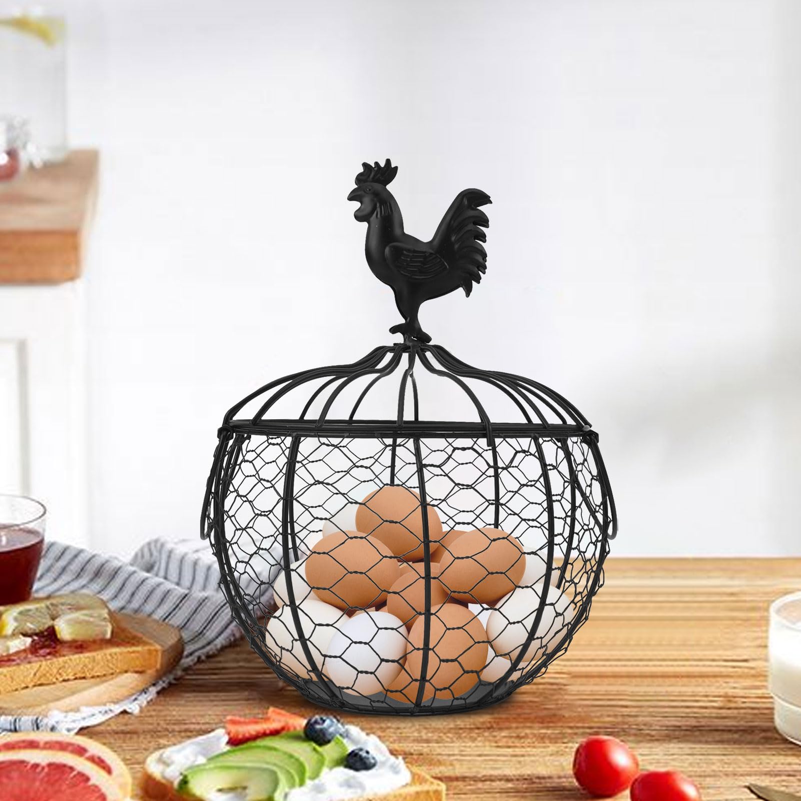 anmylee canasta de huevos resistente y decorativa para mostrador y mesa