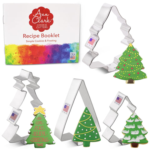 Ann Clark Cookie Cutters: árbol-navidad-set-4-piezas, perfecto para galletas festivas.
