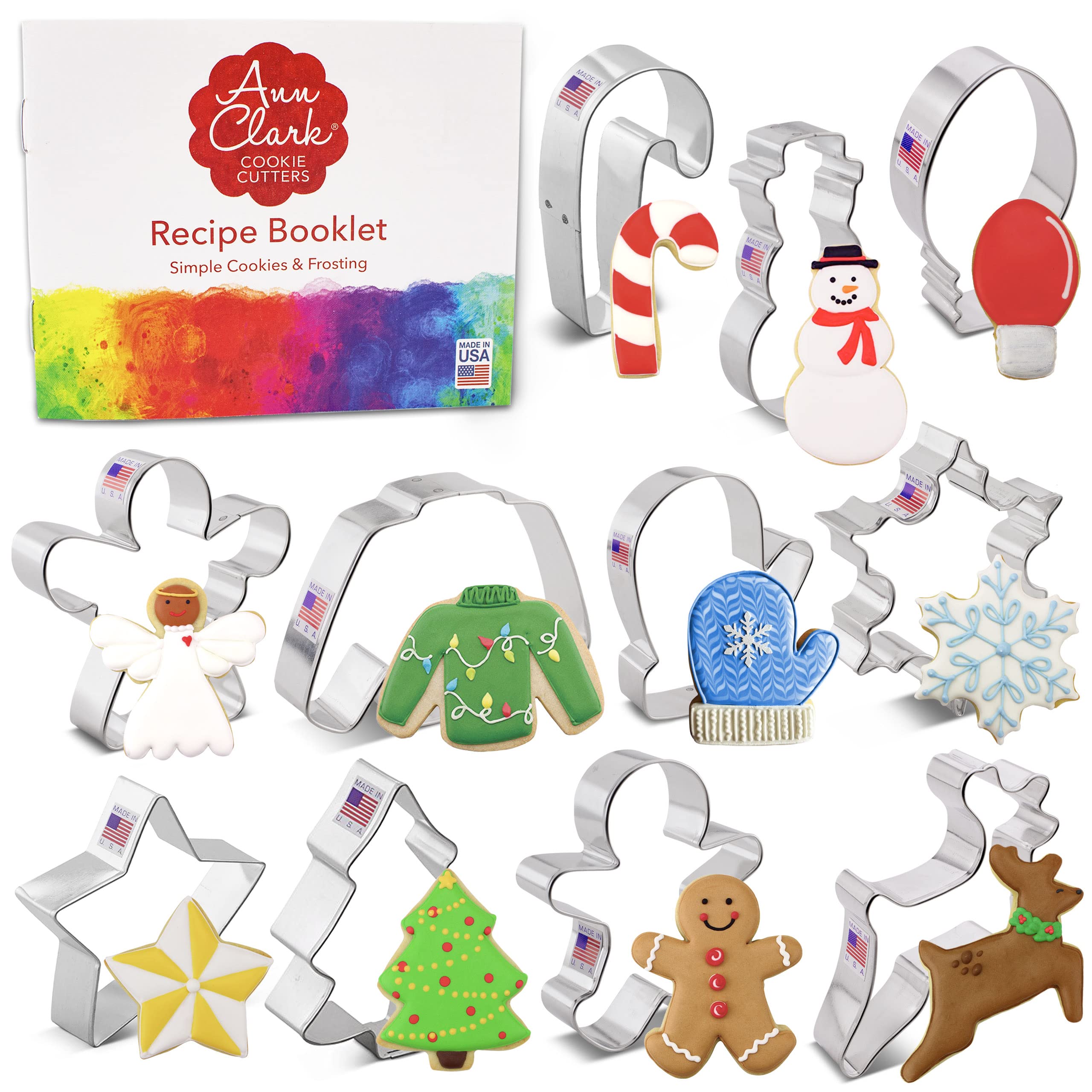 Conjunto Ann Clark: cortadores galletas Navidad 11 piezas para crear formas festivas
