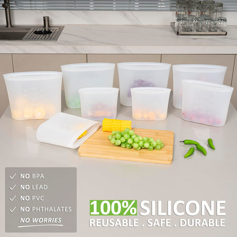 Bolsas Annaklin con diseño stand-up para facilitar multitarea en la cocina.