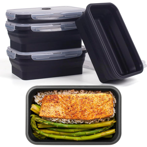 Annaklin contenedores colapsables con tapas 40oz para ahorro de espacio en la cocina
