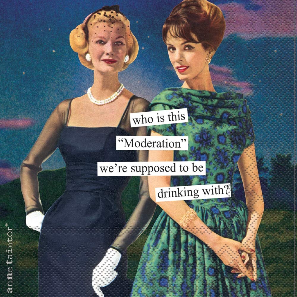 Servilletas de cóctel Anne Taintor con diseño retro, ideales para animar fiestas.