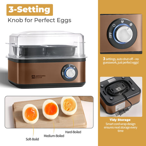 Annie & Mia Design cocedor de huevos: capacidad para ocho huevos en una tanda