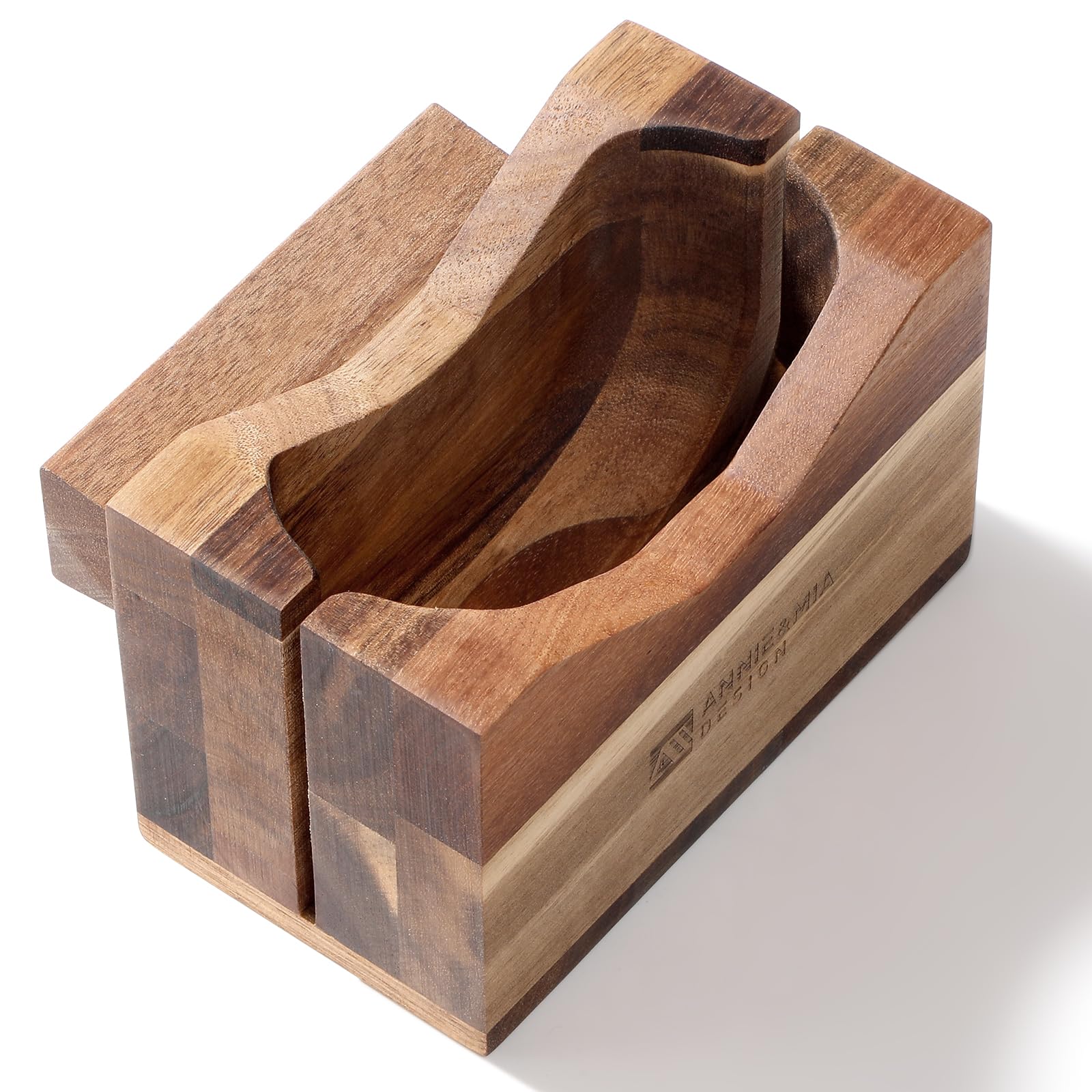 Cortador de bagel de madera de acacia Annie & Mia Design para cortes precisos