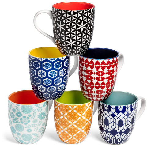 Taza grande Annover o de cerámica para café, juego de 6, ideal para desayunar.