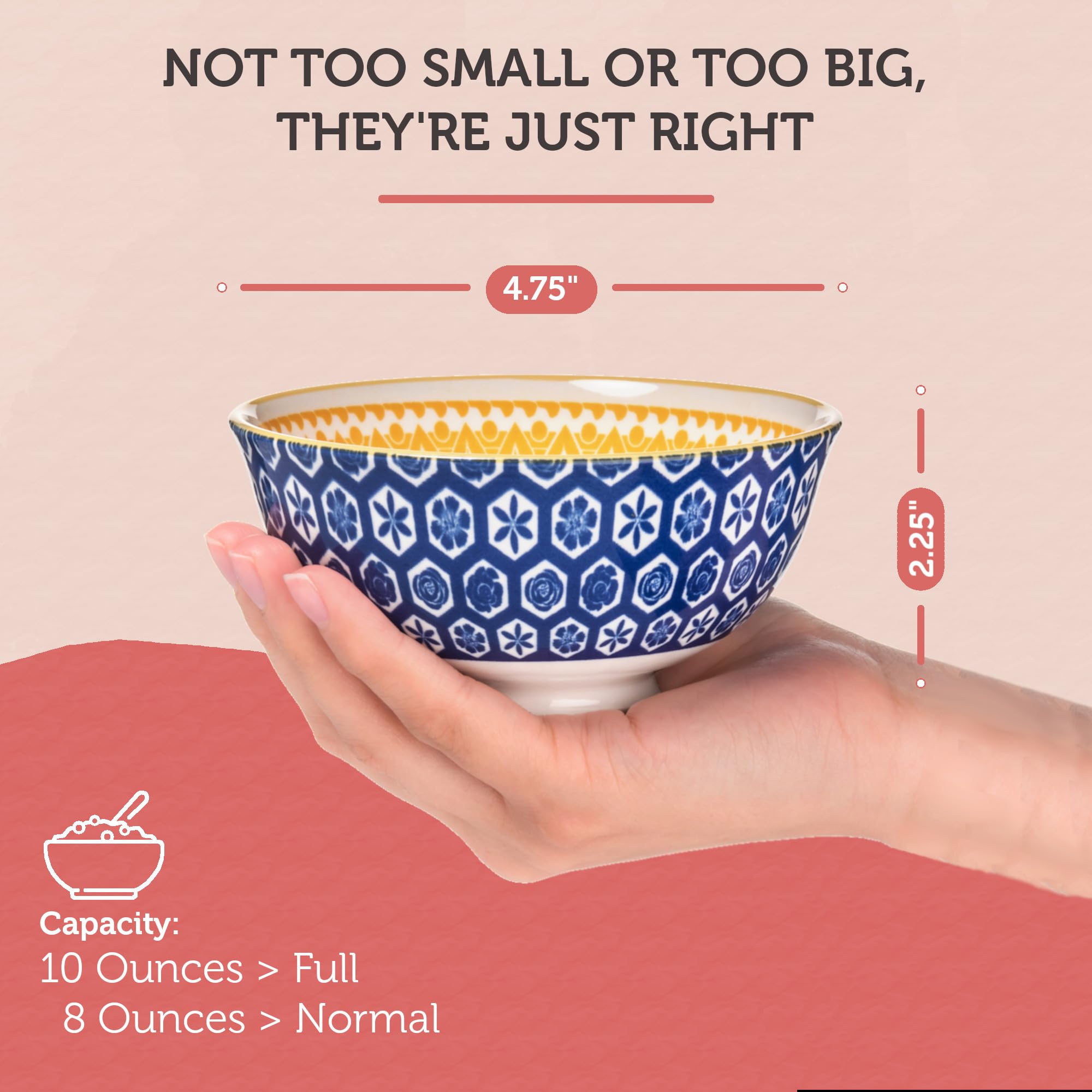 Annovero tazones porcelana premium resisten la decoloración tras lavados