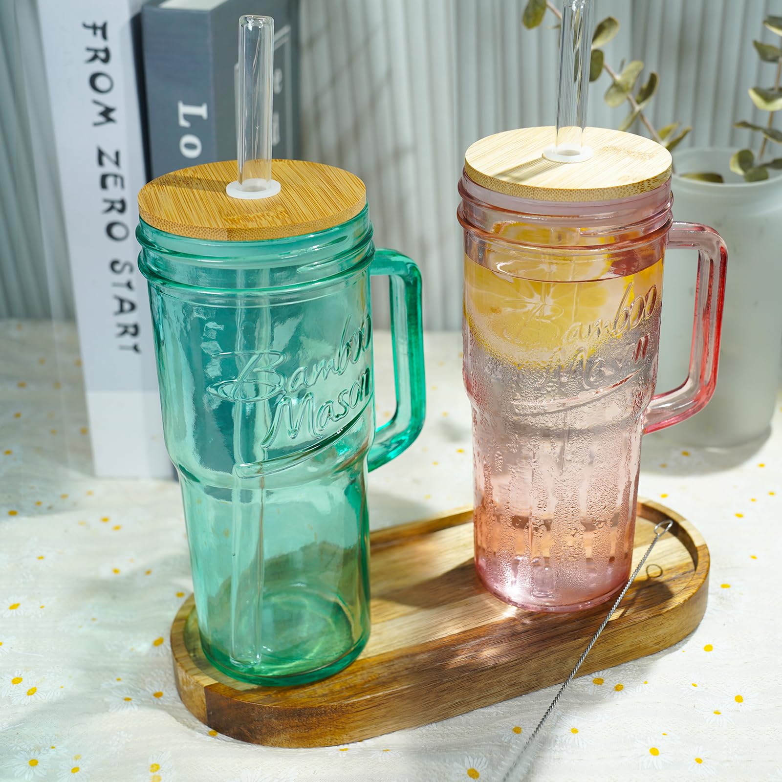 ANOTION pajillas cristal bambu: pajillas reutilizables para bebidas sin plástico