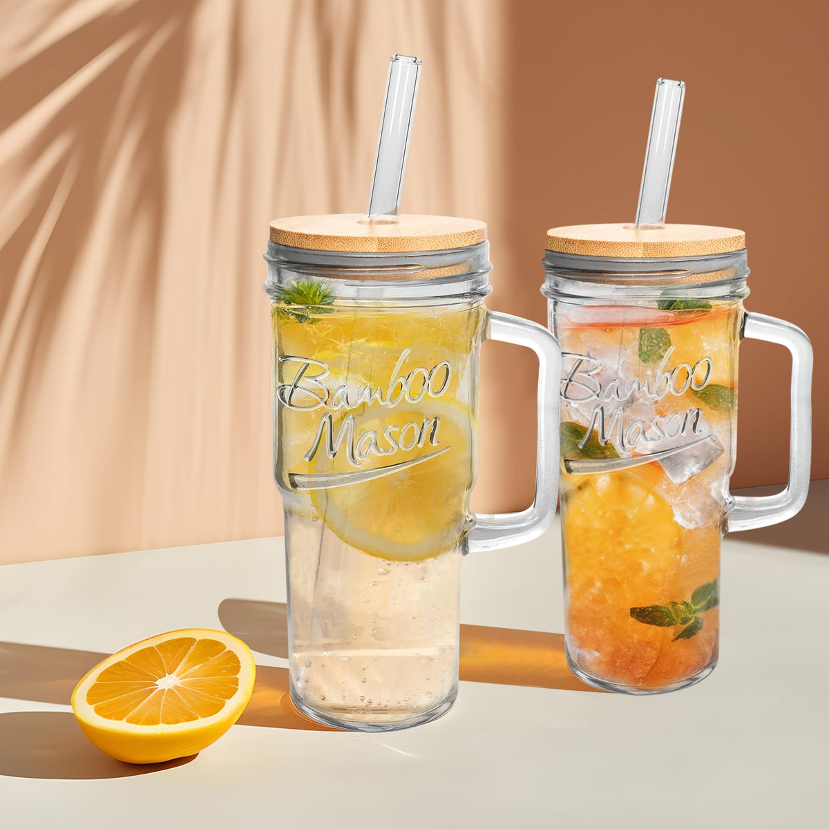 ANOTION tapa de bambú para vasos Mason, sellado y duradera