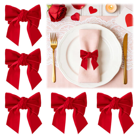 ANPHSIN anillos para servilletas con lazo rojo, añaden elegancia a la mesa.