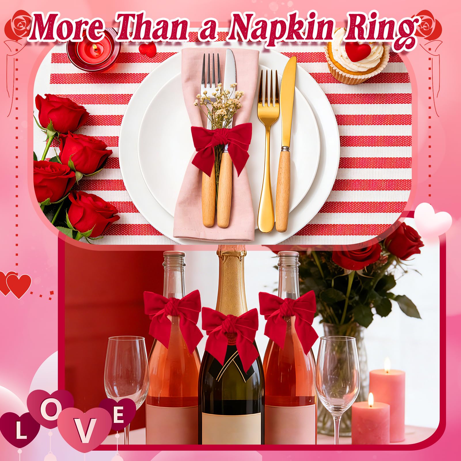 ANPHSIN decoración de mesa navideña con lazo rojo.