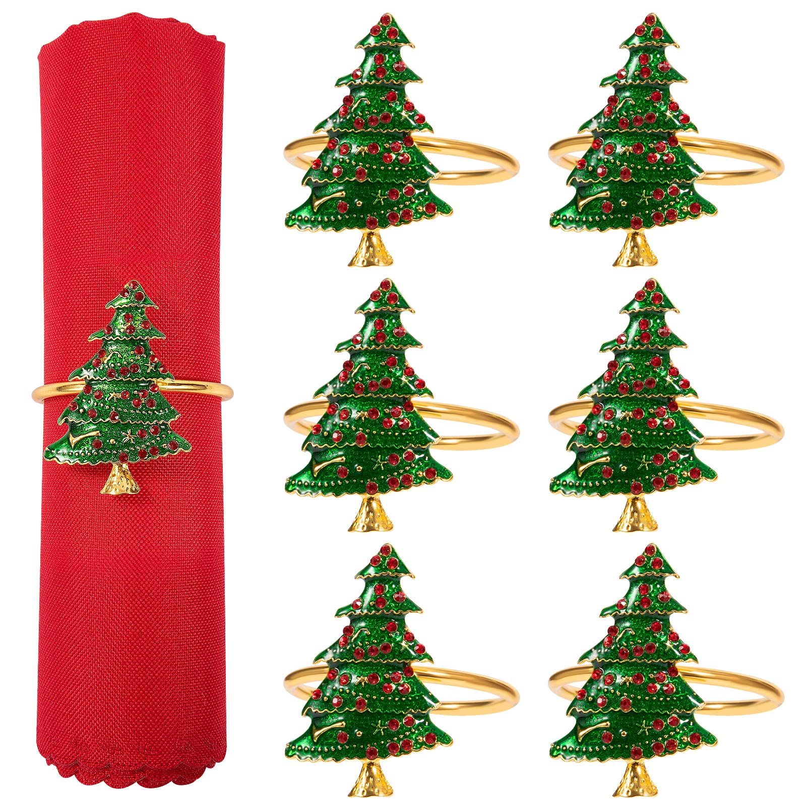 ANPHSIN servilletero navideno arbol dorado, toque elegante para la mesa festiva