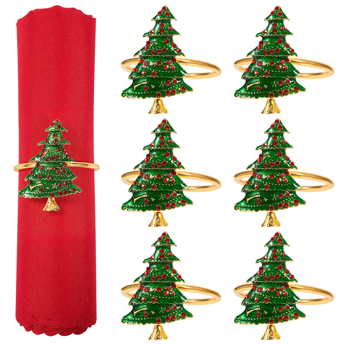 ANPHSIN servilletero navideno arbol dorado, toque elegante para la mesa festiva