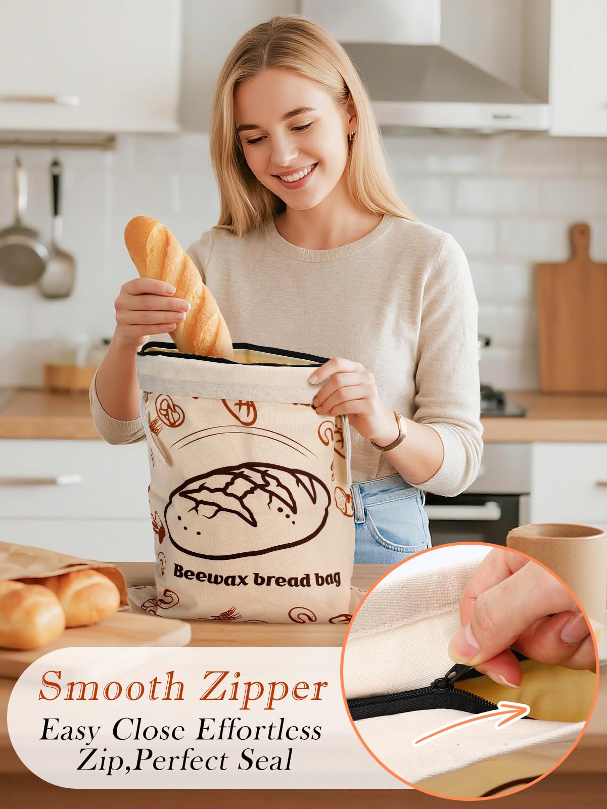 ANPHSIN bolsa de algodón natural, transpirable para conservar la humedad.