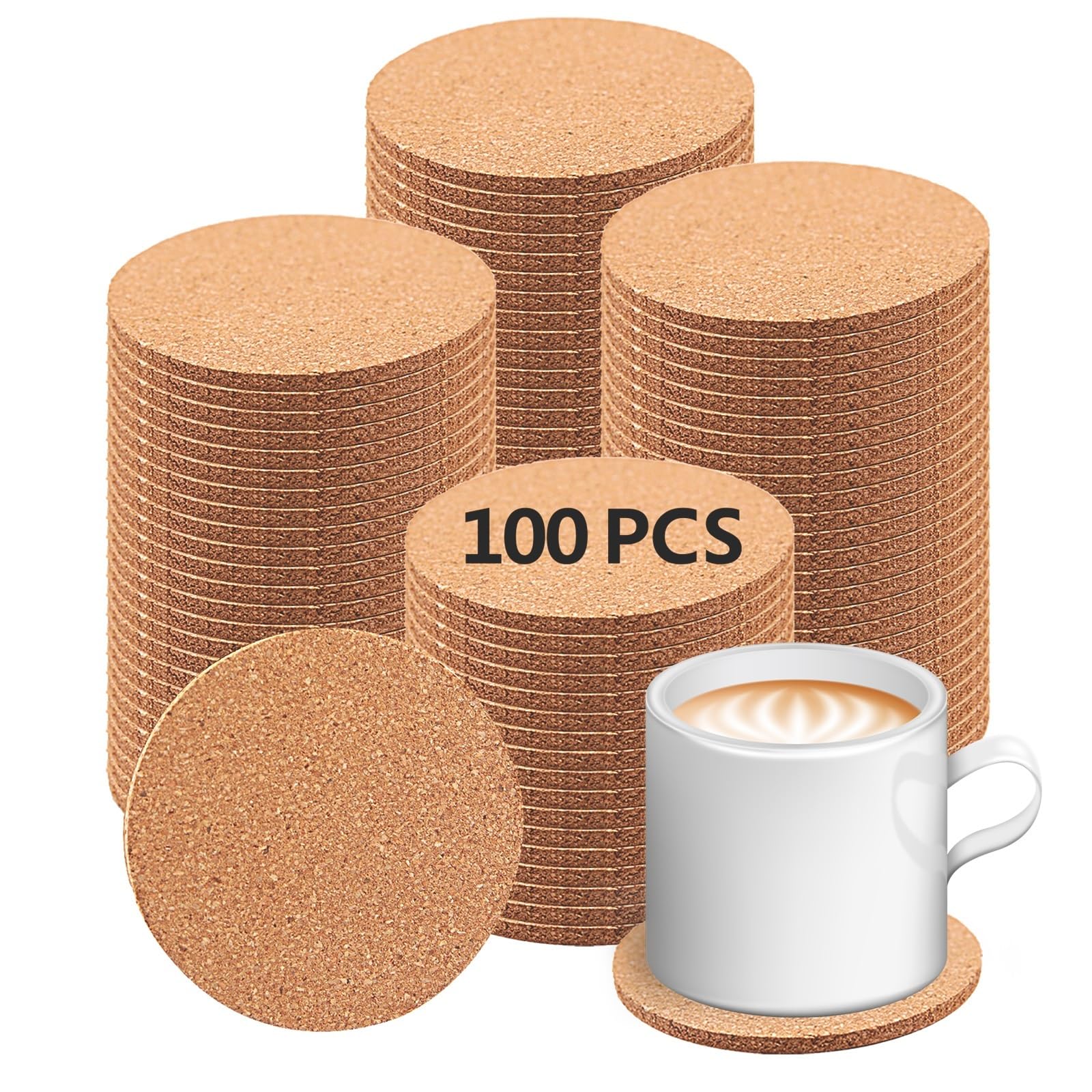 Anpuimult posavasos de corcho, 100 piezas, base estable para tazas.