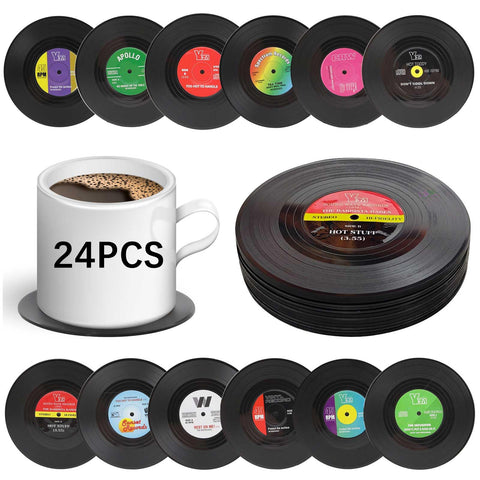 Anpuimult posavasos vinilo retro 24 piezas: protege superficies con estilo.