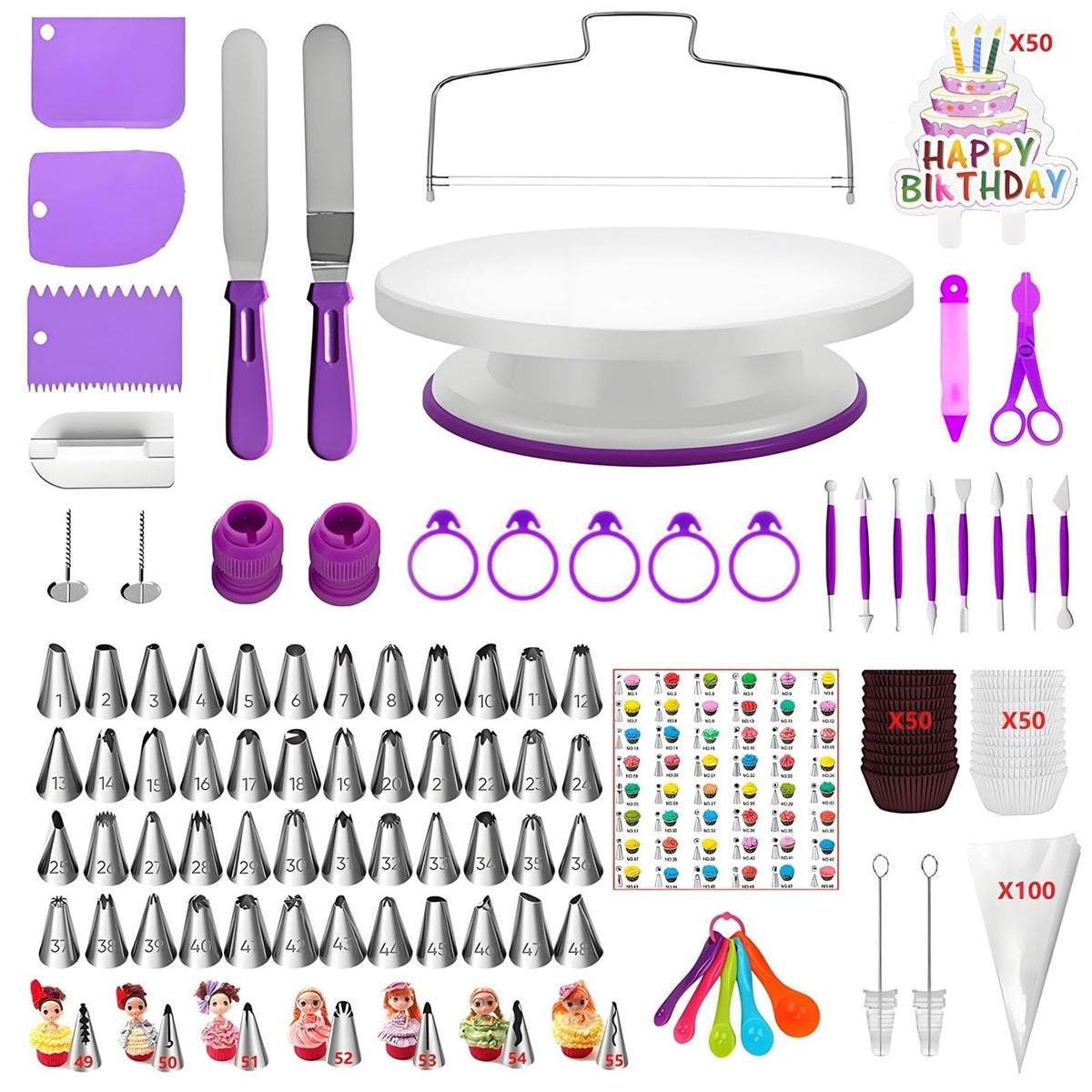 Base giratoria ANSLYQA para decorar pasteles con acceso a todos los lados.