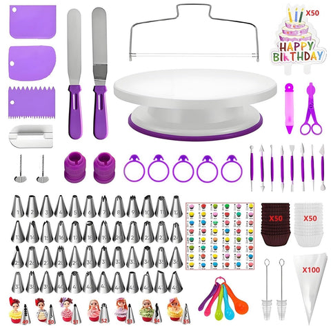 Base giratoria ANSLYQA para decorar pasteles con acceso a todos los lados.