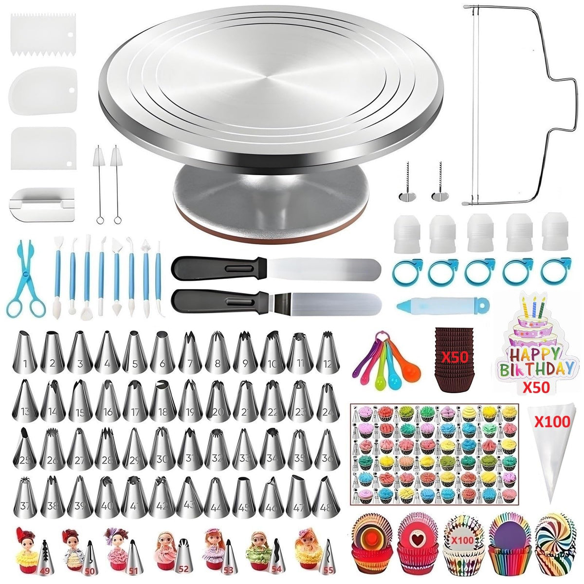 ANSLYQA kit-decoracion-tarta, conjunto completo para decoraciones profesionales en casa.