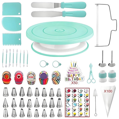 ANSLYQA torno para pasteles de 11 pulgadas verde, estable para decoraciones precisas.