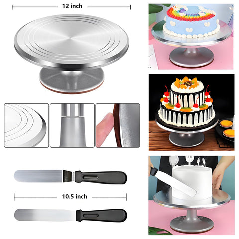ANSLYQA plataforma giratoria de tarta de aluminio, base estable para trabajar.