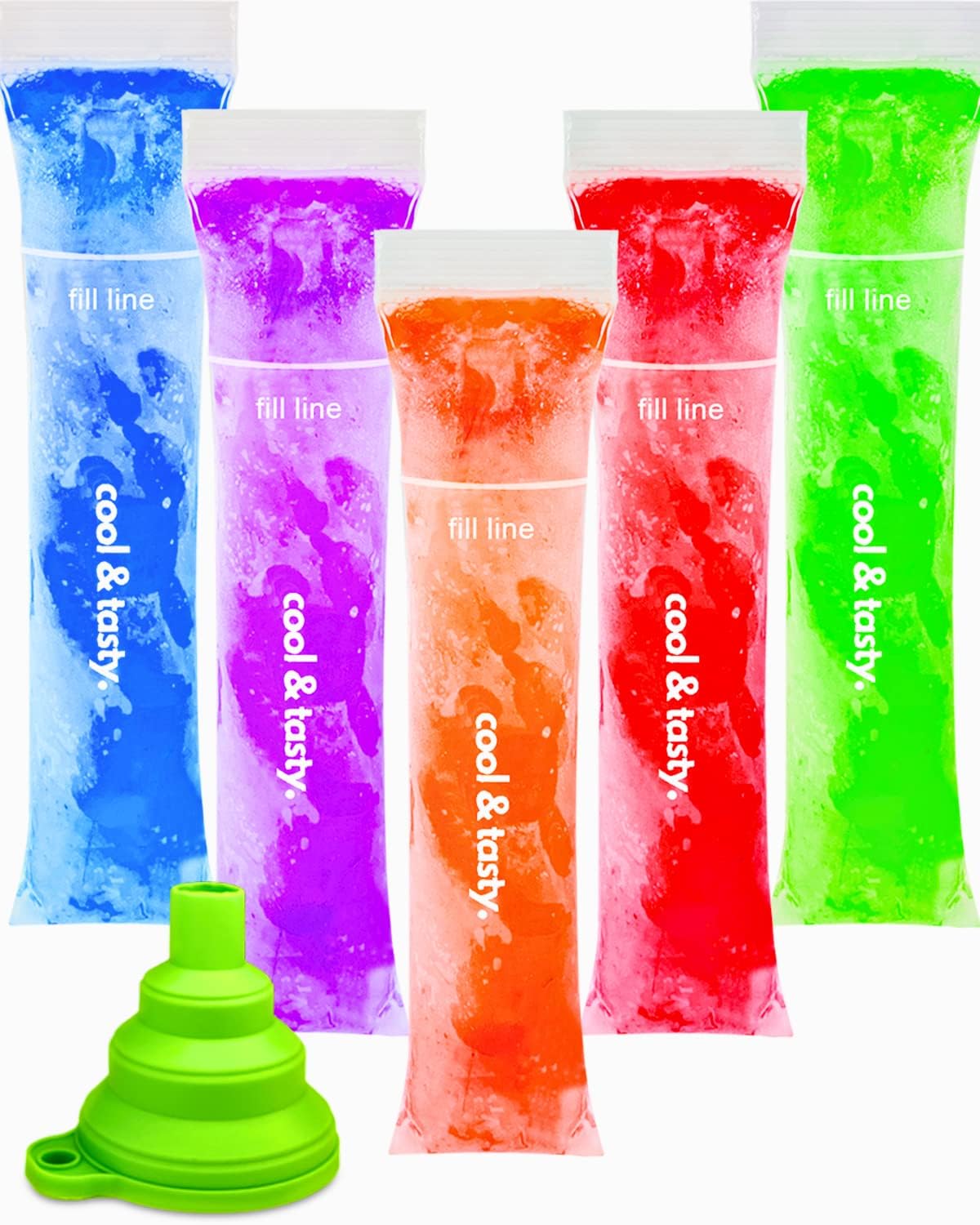 ANSMIO bolsas popsicle 8x2 con cierre seguro para meriendas refrescantes.
