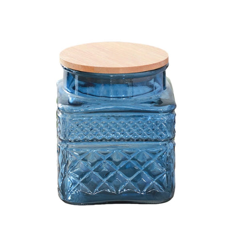 ANSQU Jarra de vidrio cuadrada 37oz con tapa de bambú para almacenar té y café.